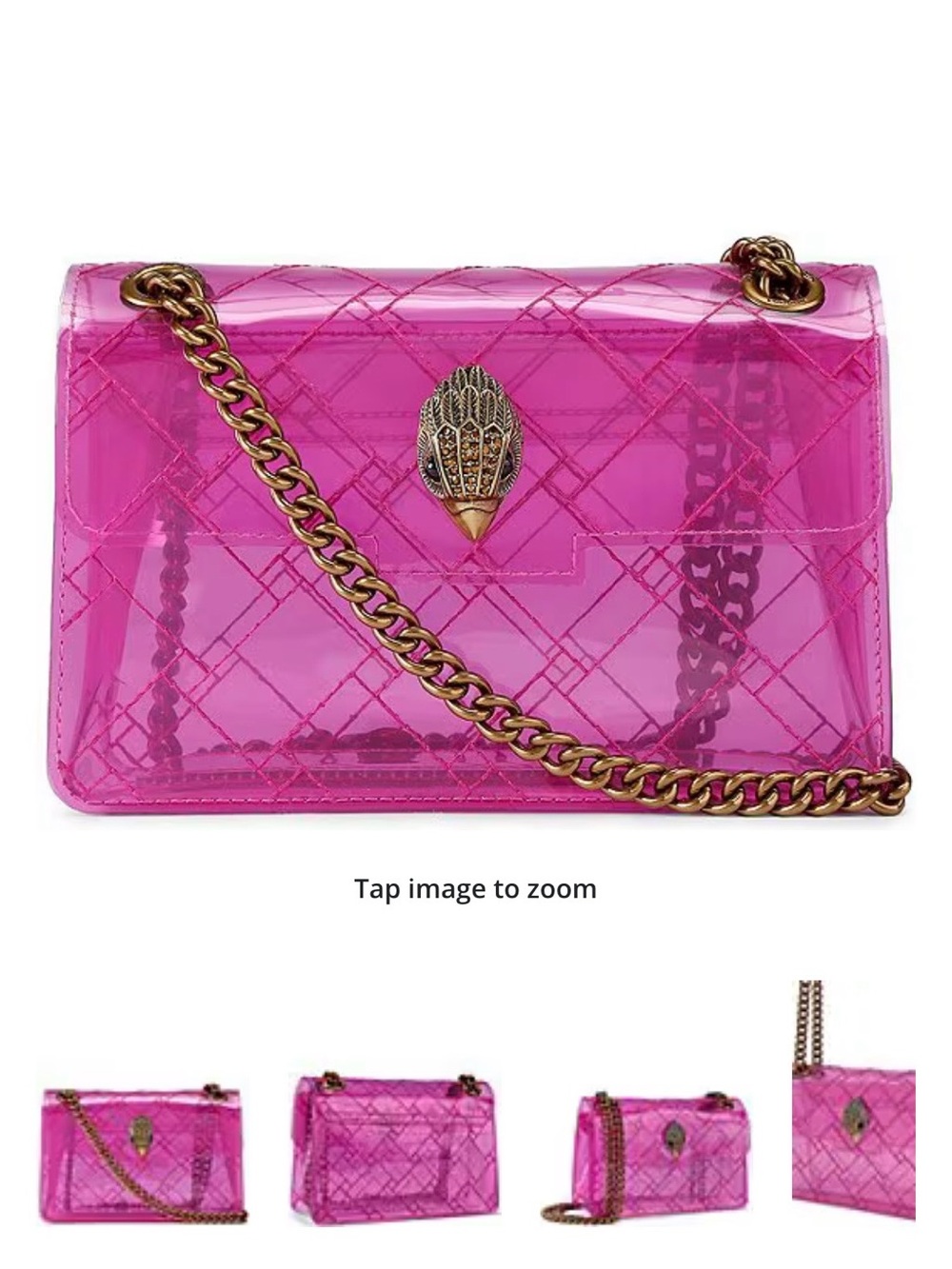 KurtGeiger HotPink Transparent Vinyl London Kensington Convertible Crossbody Bag